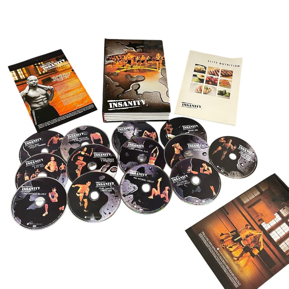 Insanity Total Body Workout Program 13 Disc DVD Set Shaun Beachbody